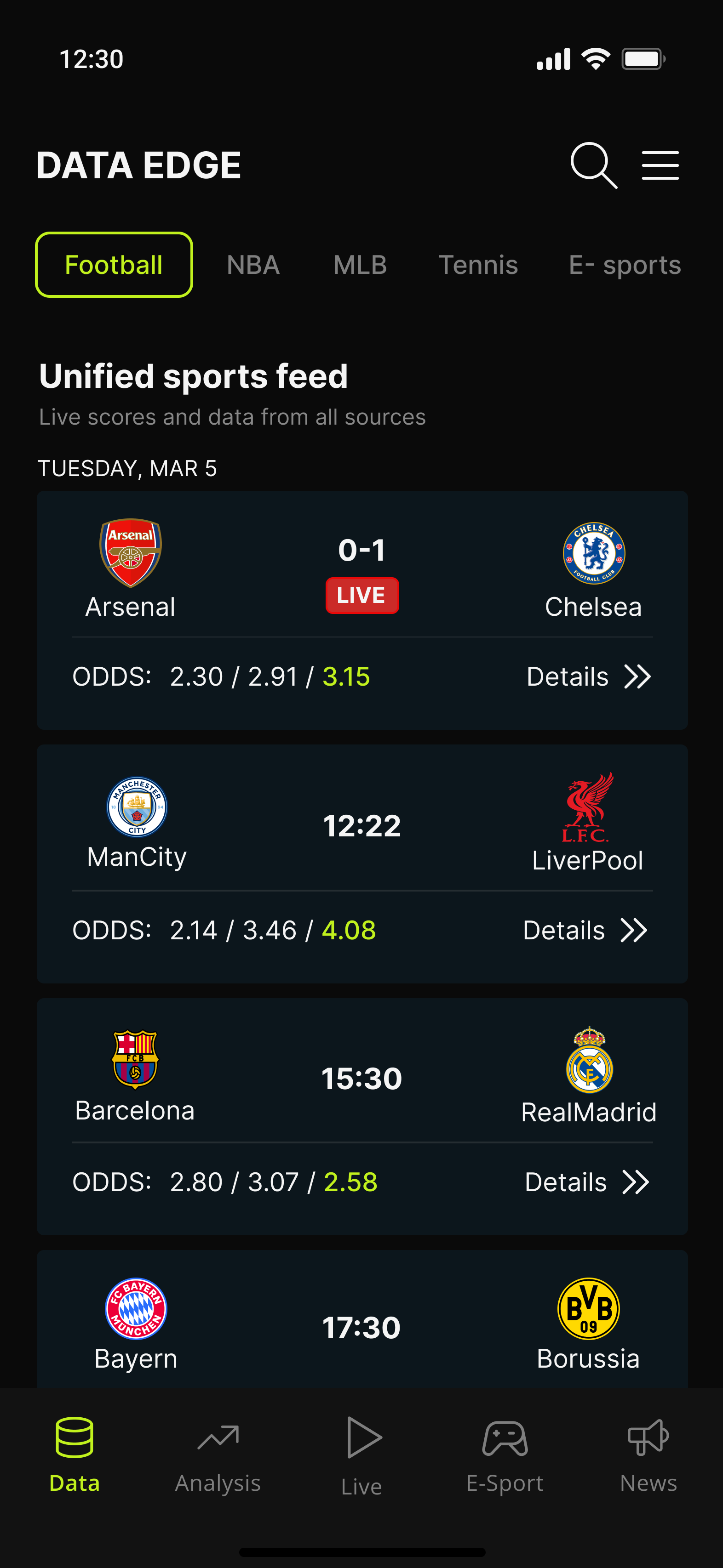 Data Edge — Sports Feed